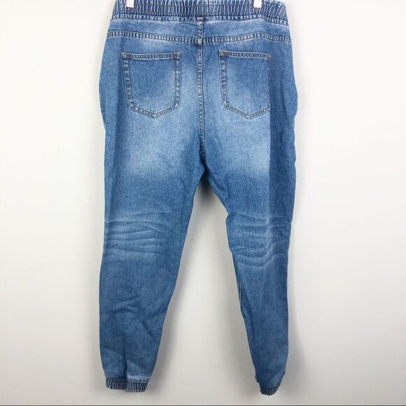 FOREVER 21 | Distressed Pull On Jogger Style Denim Jeans Women’s Size Large - Picture 7 of 9